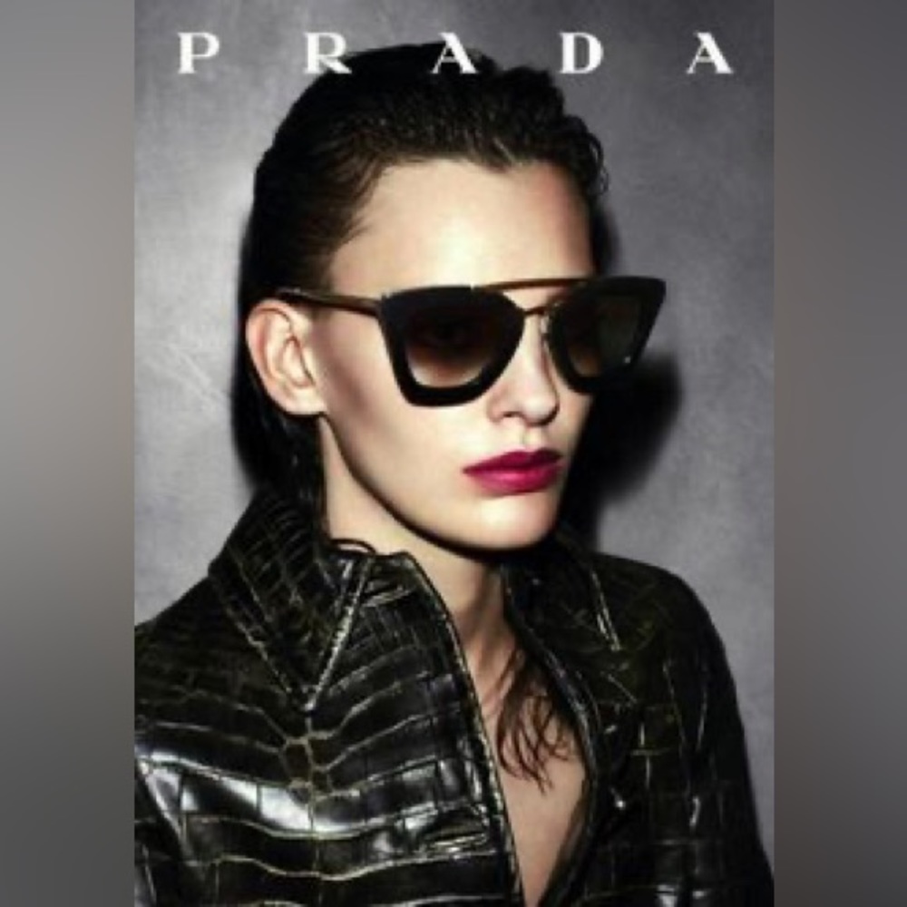 Prada Cinema Collection Cat-eye Sunglasses SPR09Q Black Gradient Lenses